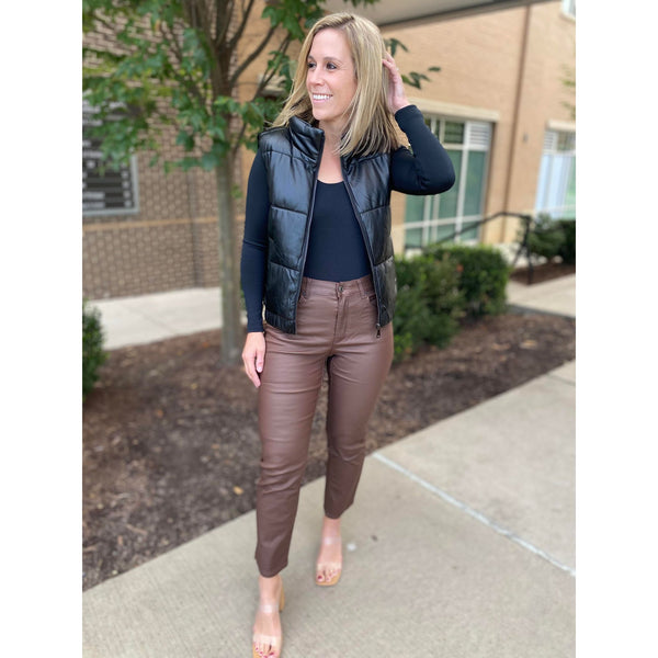 Grace and Lace Faux Leather Straight Leg Cropped Denim - Brown Stone –  Bless Your Heart Boutique