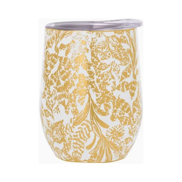 Lilly Pulitzer Insulated Stemless Tumbler (12 oz) - Gold Calypso Coast