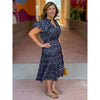 Brynn Floral Tiered Midi Dress - Navy