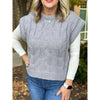 Grace and Lace Cabled Knit Sweater Vest - Grey