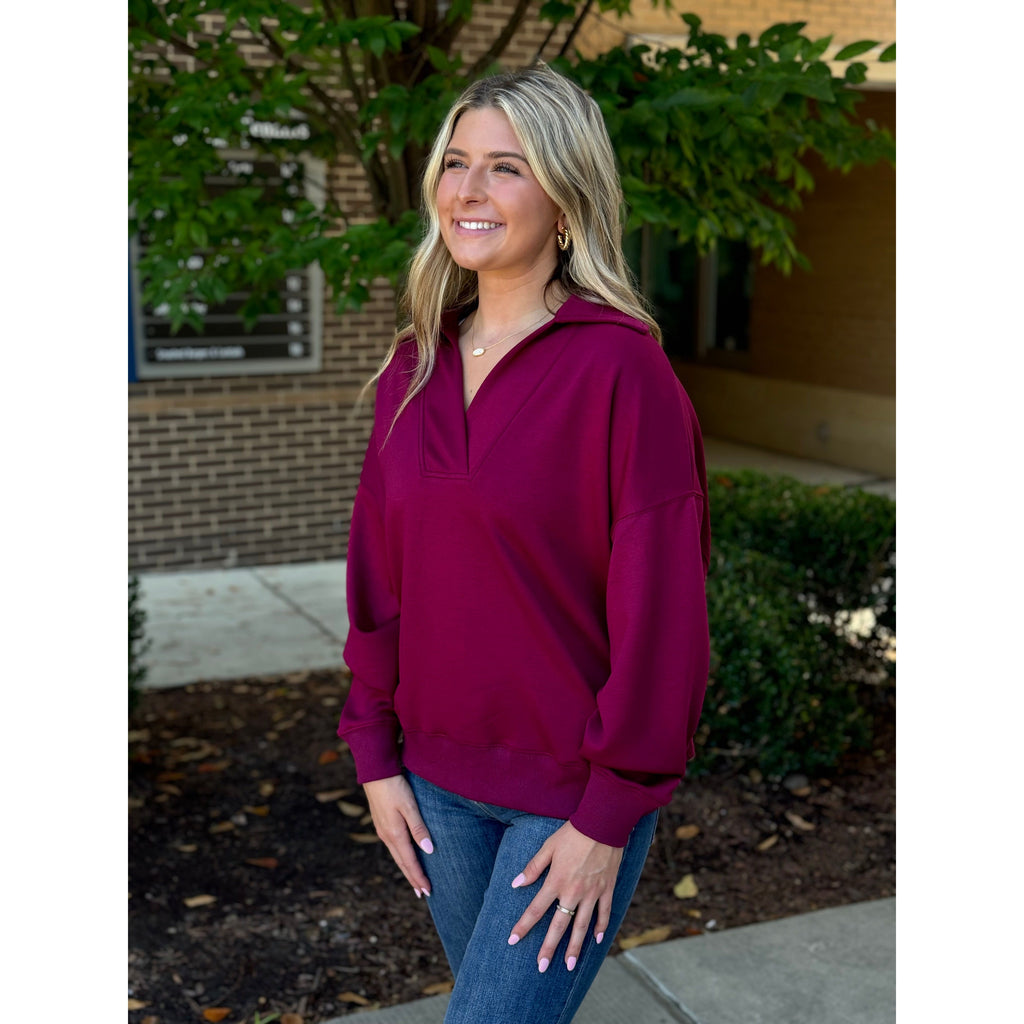 Melinda Buttery Soft Knit Pullover - Merlot