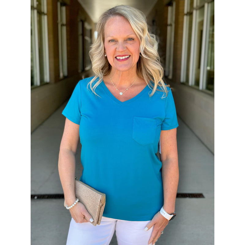 Grace and Lace True Fit Perfect Pocket Tee - Teal