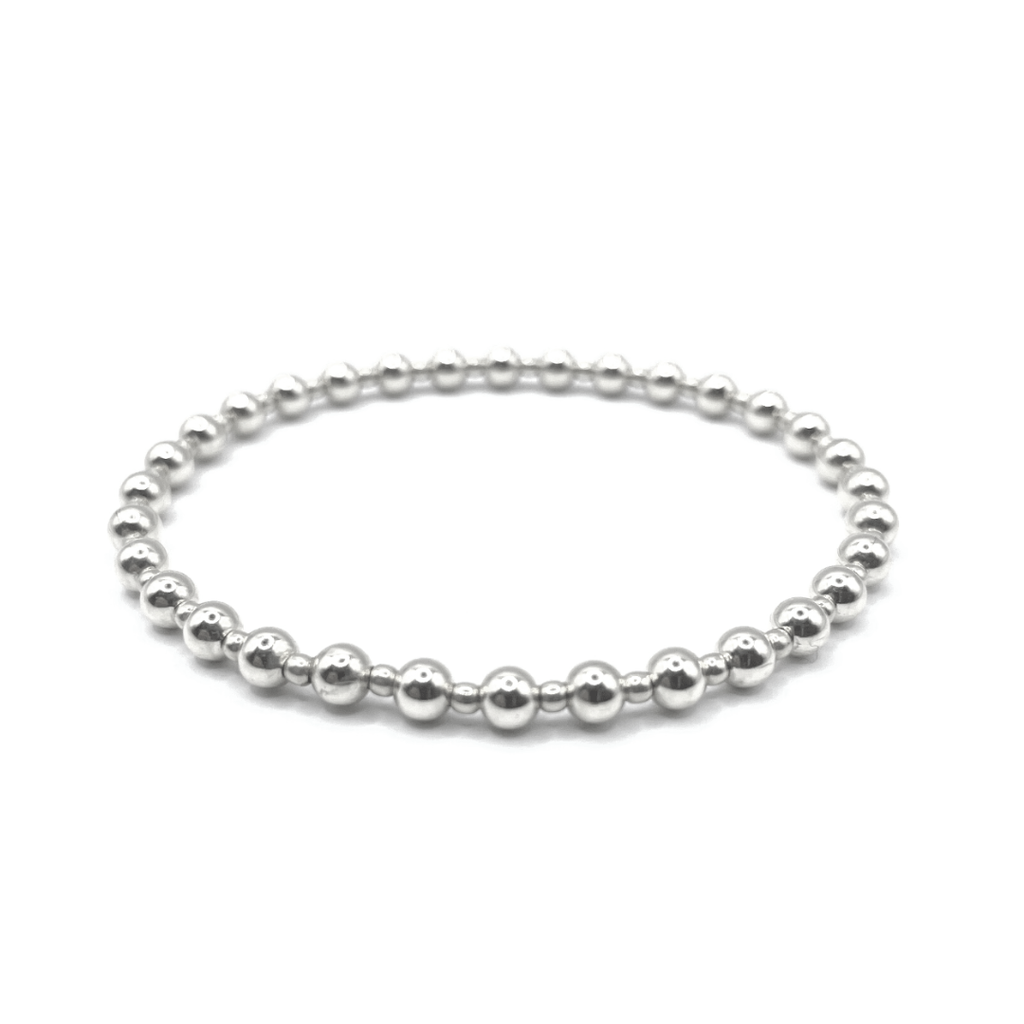 Erin Gray 4mm+2mm+4mm Sterling Silver Waterproof Dimension Bracelet 7"