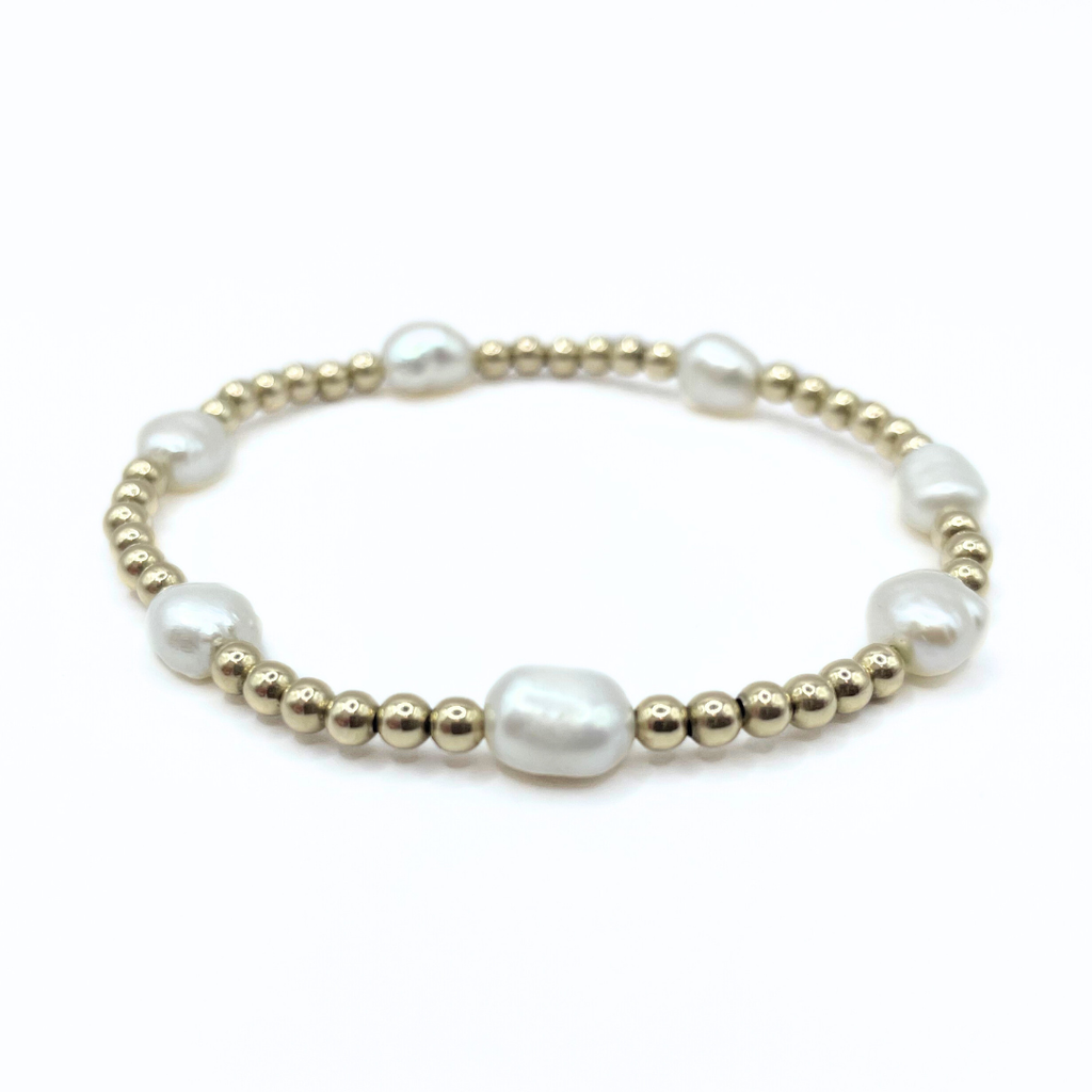 Erin Gray Baroque Patterned Pearl Bracelet in 14k Gold-Filled