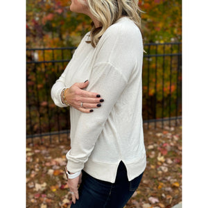 Rhonda Round Neck Hacci Brushed Long Sleeve Top - Oatmeal