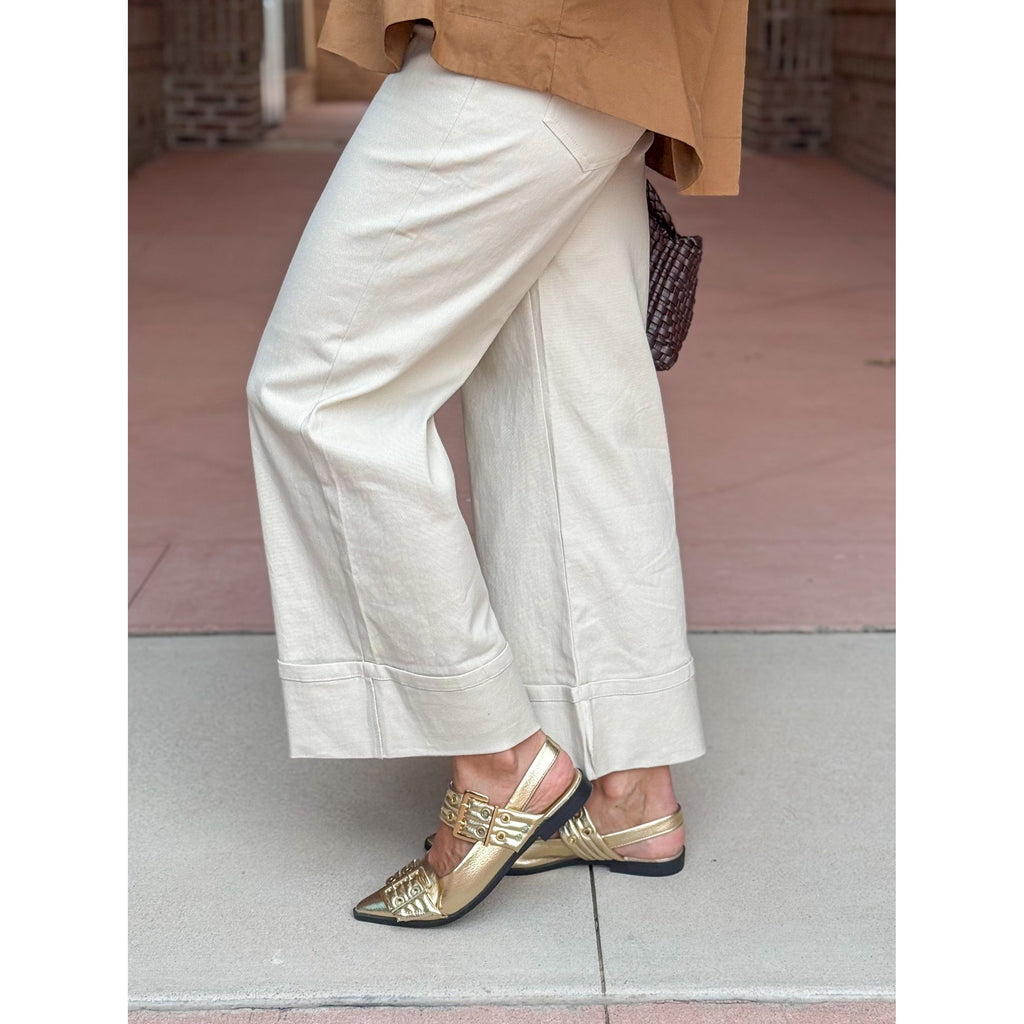 Aiden Solid Mid Rise Ankle Length Pants - Sand