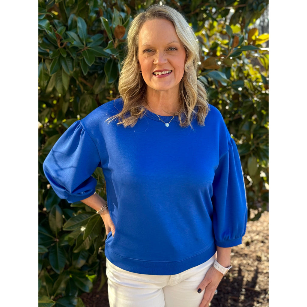 Vienna Peasant Sleeve Sweatshirt - Royal