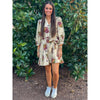 Ophelia 3/4 Length Sleeve Floral Print Mini Dress - Ecru