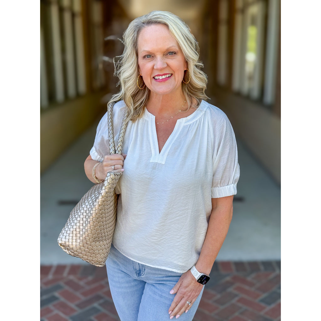 Eleanor Half Sleeve Blouse - White