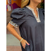 Aubrey Short Puff Sleeve Dress - Black