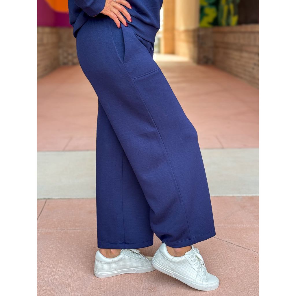 Liverpool Los Angeles Pull On Wide Leg Crop Trouser - Deep Midnight