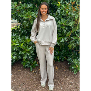 Marcella Modal Pintuck Straight Pant - Mocha Cream