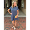 Clarissa Round Neck Short Sleeve Dress - Denim