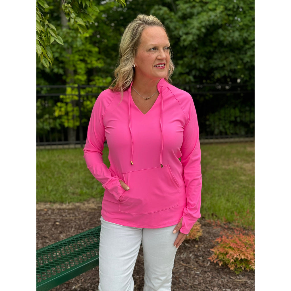 Scarlett Cuffed Sleeve Pullover - Hot Pink