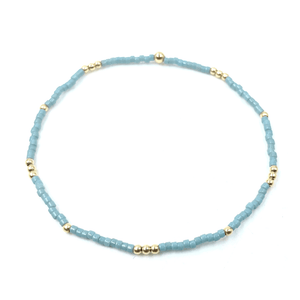 Erin Gray 2mm Newport Pale Turquoise Blue + Gold Filled Waterproof Bracelet