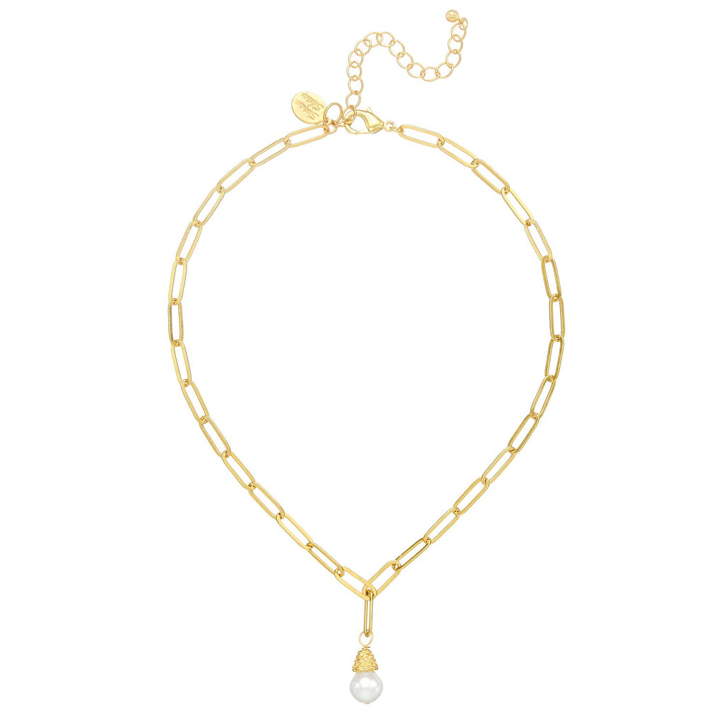 Susan Shaw Freshwater Pearl Paperclip Necklace