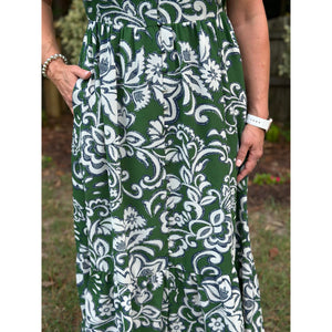 Harriet Floral Button Down Maxi Dress - Cream/Green - FINAL SALE