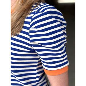 Michelle Striped Short Sleeve Top - Blue