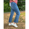 Mica Freestyle Mid Rise Slim Straight Crop Jeans - Marine Blue