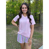 Janey Stripe Sleep Shorts - White/Multi