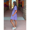 Zoey Button Down Pleated Shirt Dress - Purple Stripe