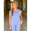 Liddy Collared Sleeveless Top - Blue