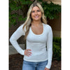 Grace and Lace Hip Length Scoop Neck Long Sleeve Brami - Ivory