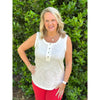 Delilah Solid Knit Sleeveless Comfy Top - White