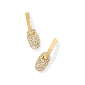 KENDRA SCOTT BAILEY PAVE HUGGIE EARRINGS GOLD WHITE CRYSTAL