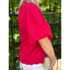 Mira Bubble Sleeve Seersucker Top - Red