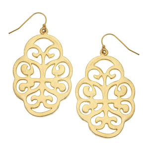 Susan Shaw Gold Filigree Cut Out Earrings