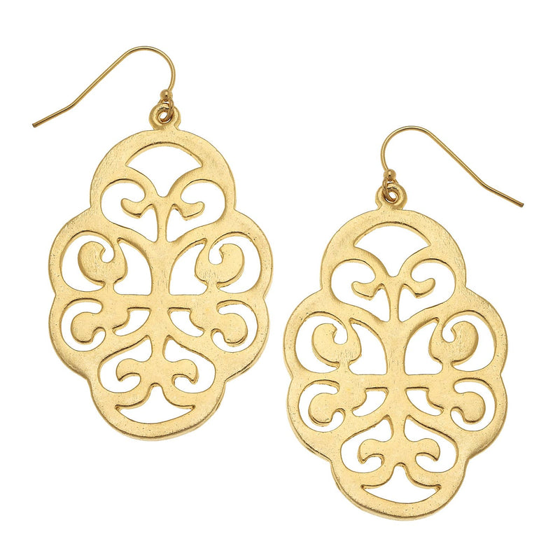 Susan Shaw Gold Filigree Cut Out Earrings