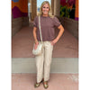 Karsen Cloudy Knit Puff Sleeve Top - Brown
