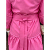 Selena V-Neck 3/4-Sleeve Mini Dress with Scallop Trim - Pink