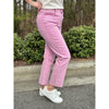 Rory Acid Washed High Waist Cropped Straight Pants - Light Pink