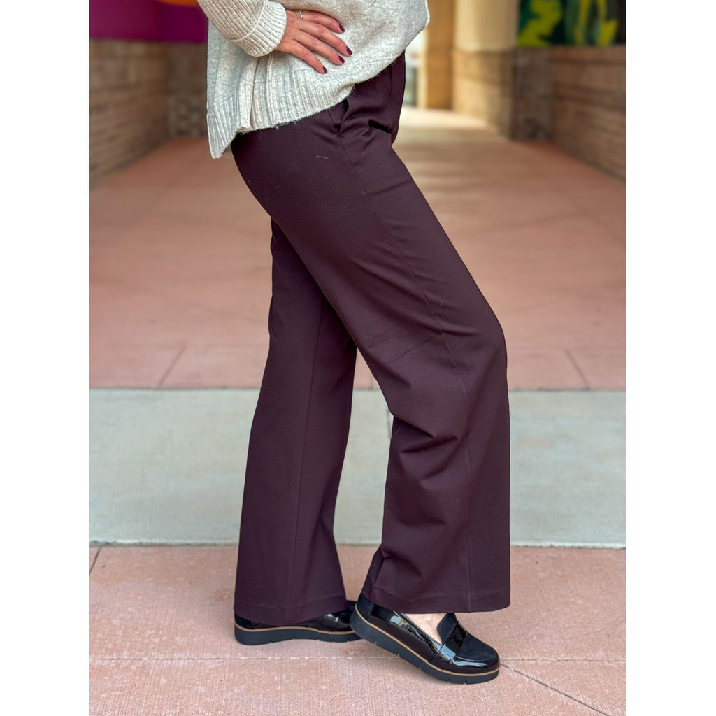Liverpool Los Angeles Kayla Wide Leg Pull On Trouser Pants - Brown Truffle
