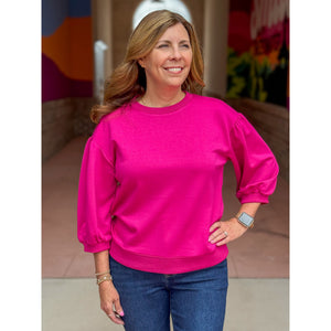 Vienna Peasant Sleeve Sweatshirt - Magenta