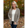 Nikki Classic Striped Cardigan with Front Pockets - Mocha