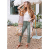Grace and Lace Mel's Fave Distressed Cropped Straight Leg Colored Denim - Dusty Green