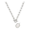 KENDRA SCOTT DAPHNE LINK AND CHAIN NECKLACE SILVER IVORY MOTHER OF PEARL