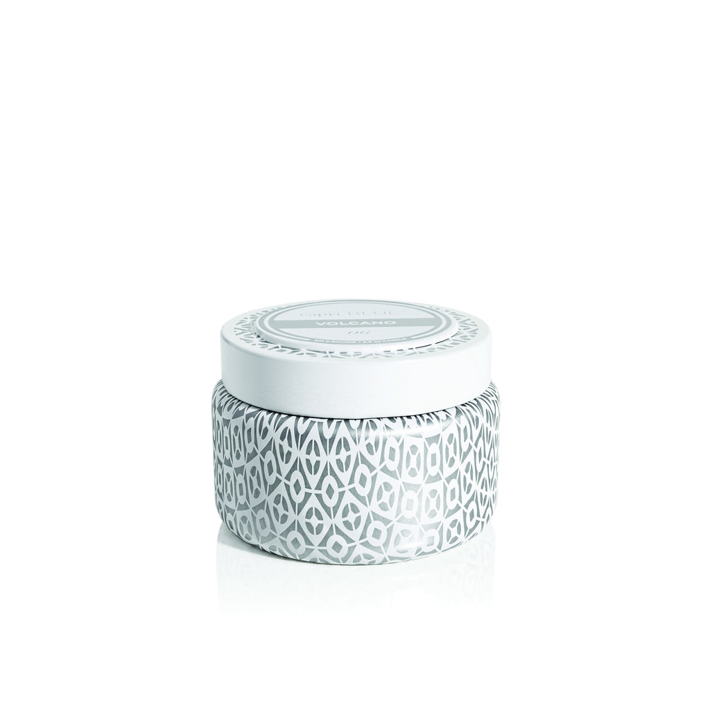 Volcano White Signature Printed Travel Tin Candle