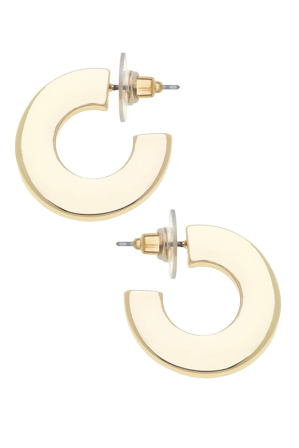 Cali Large Flat Hoop Earrings in Shiny Gold