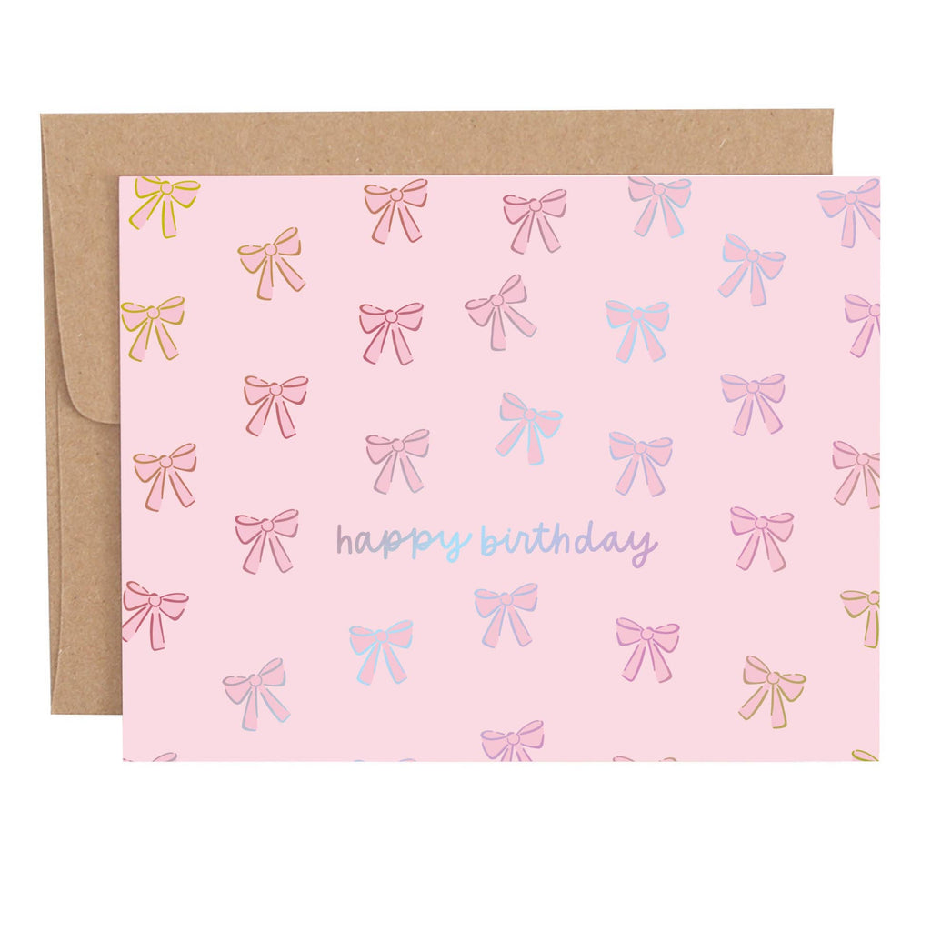 Happy Birthday Pink Coquette Bows Greeting Card