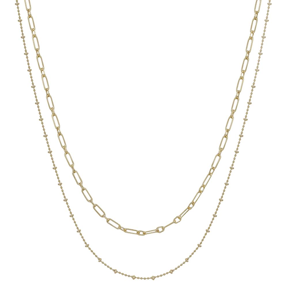 2 Layer Paperclip & Dot Chain Necklace