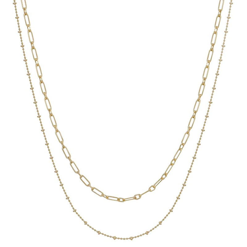 2 Layer Paperclip & Dot Chain Necklace