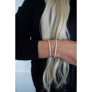 CHANSUTTPEARLS Stretchy Tennis Bracelet - Silver