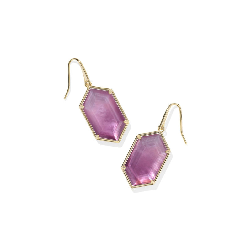 KENDRA SCOTT HALLIE DROP EARRINGS GOLD PURPLE WATERCOLOR ILLUSION