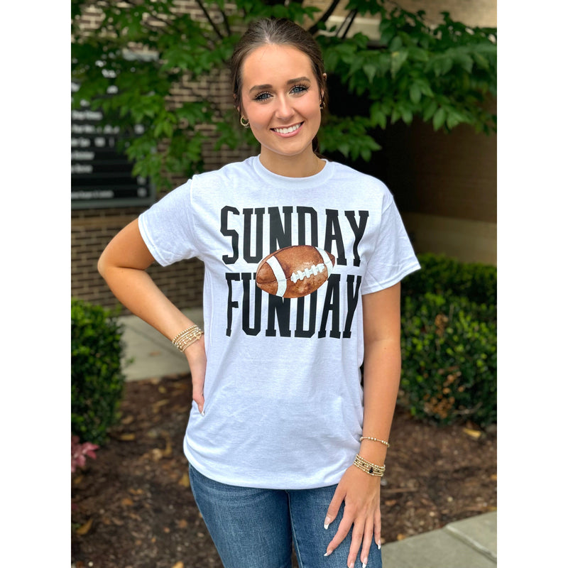 Sunday Funday Football Graphic Tee - White