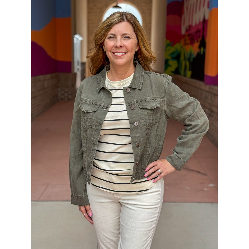 Shea Lightweight Denim Jacket - Olive