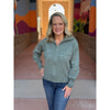 Gizelle Mock Neck Zipper Down Sweater Jacket - Dusty Jade